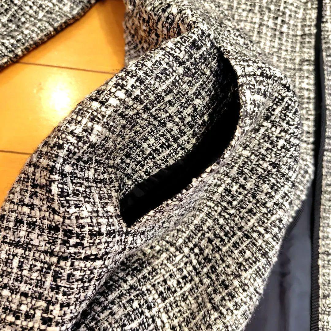 お*ん様 レリアン 近年モデル ノーカラー白黒ツイードジャケット11L