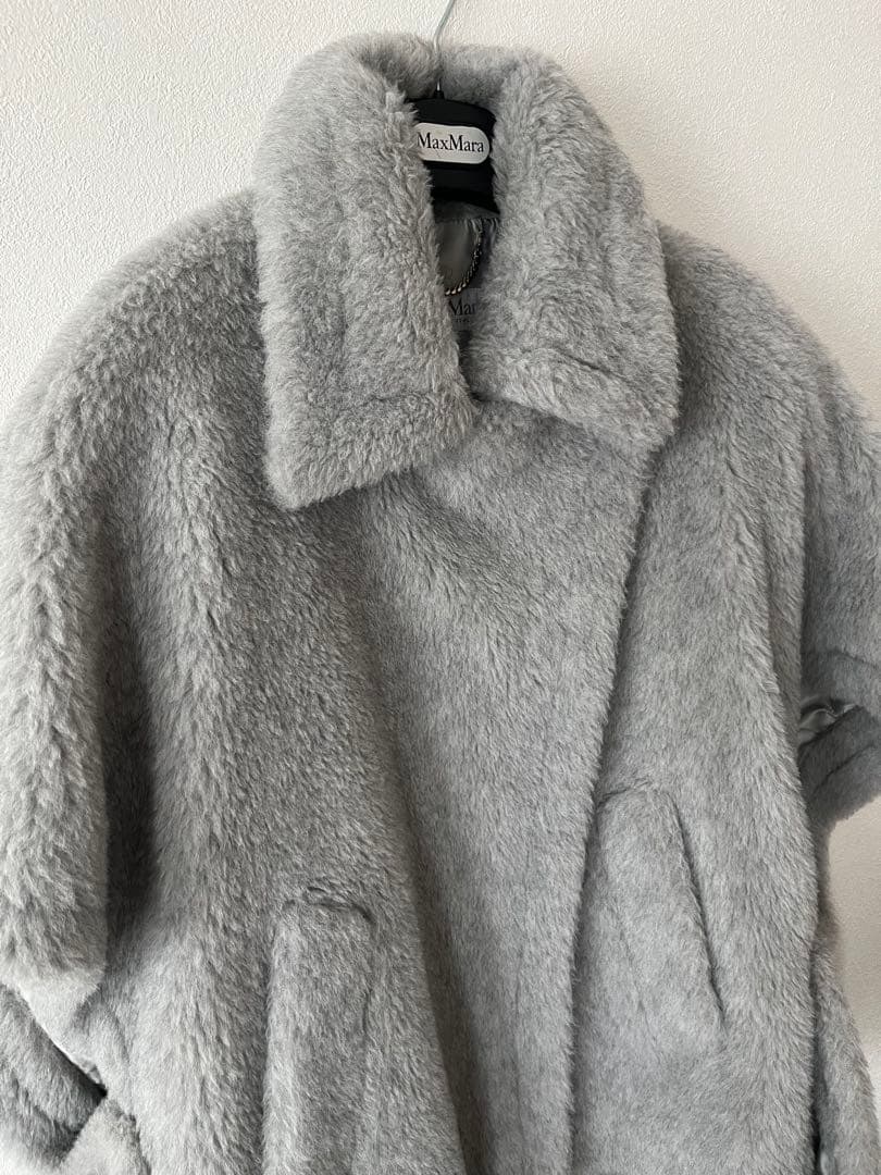 MAX MARA マックスマーラ　テディケープ　ライトグレー　フリーサイズ