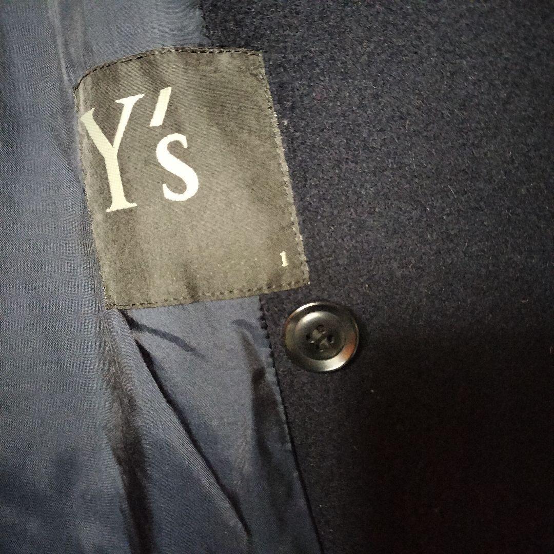 ワイズY's ヨウジヤマモト ノーカラーロングコート ダブルボタン ラグラン袖