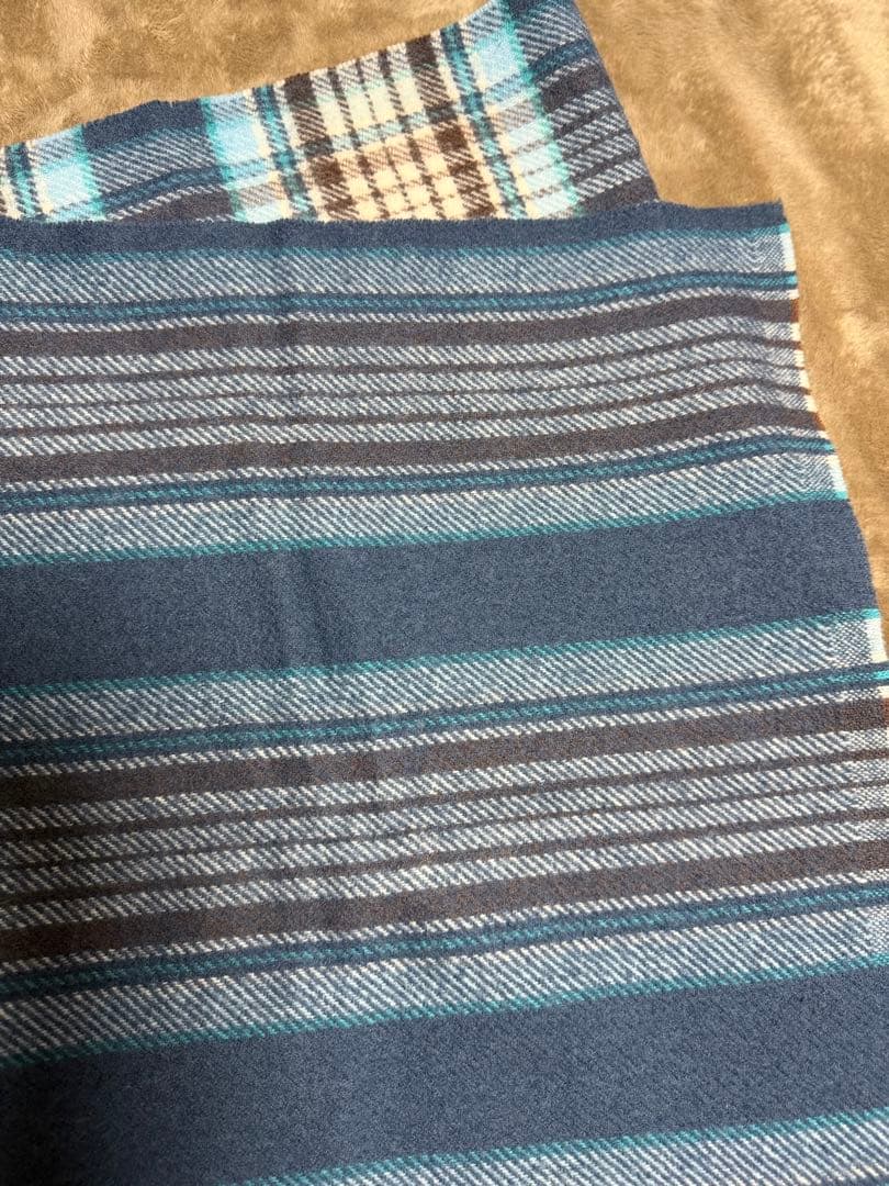 美品 Acne Studios 大判 ウール マフラー チェック ブルー