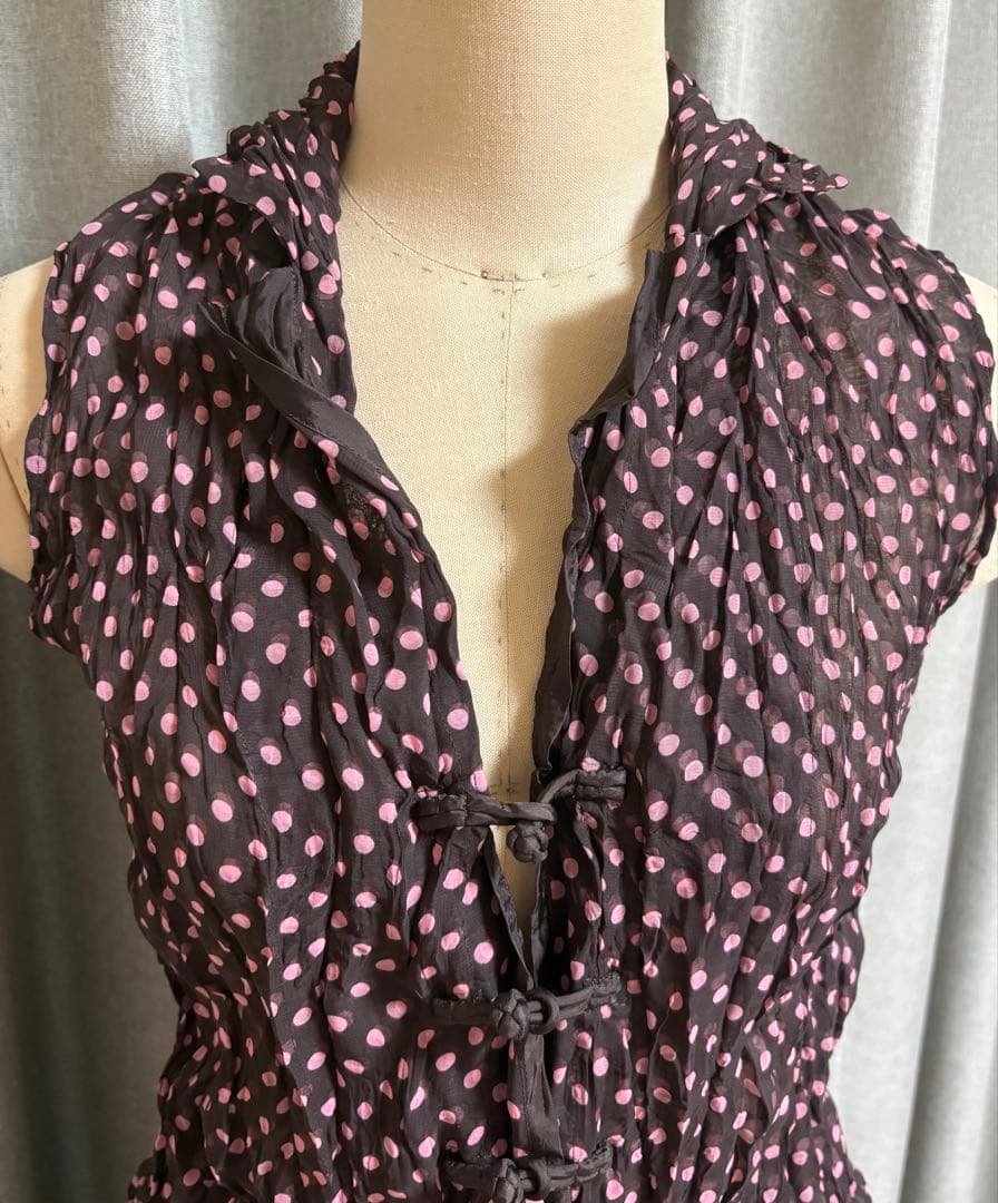 ISSEYMIYAKEブラウンドット柄ワンピース