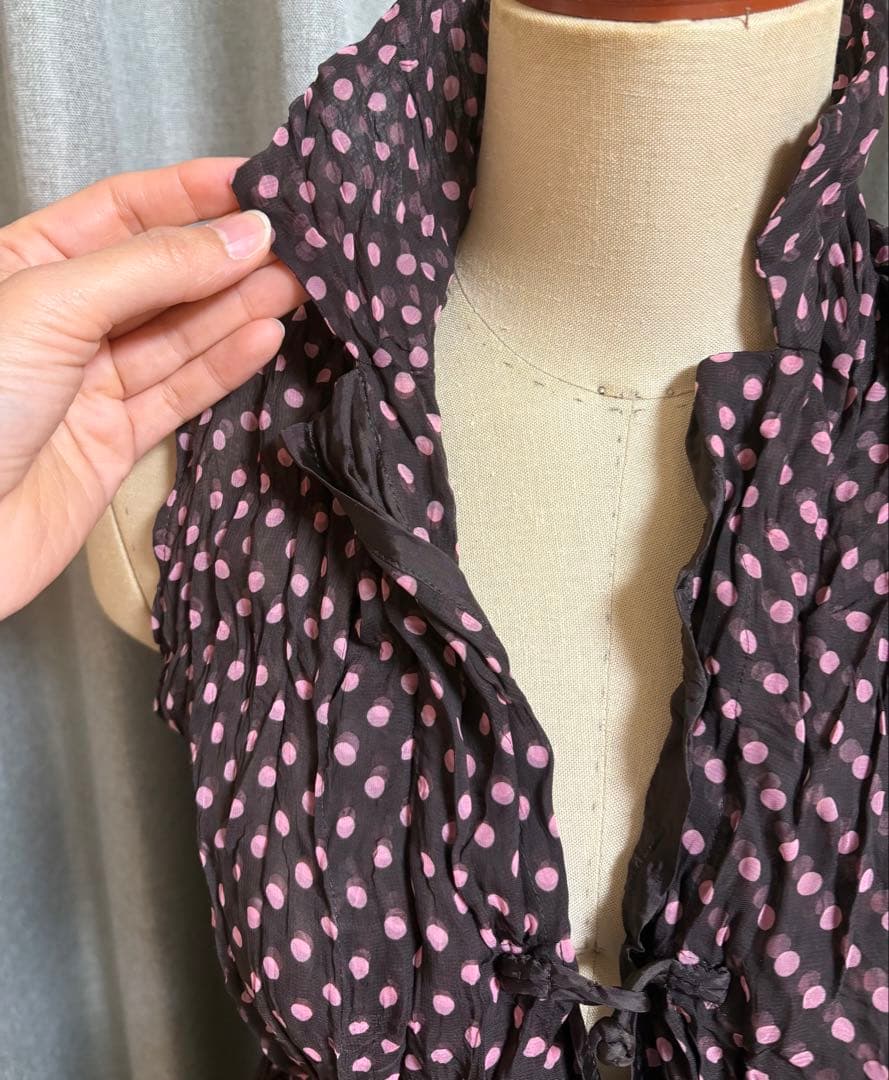 ISSEYMIYAKEブラウンドット柄ワンピース