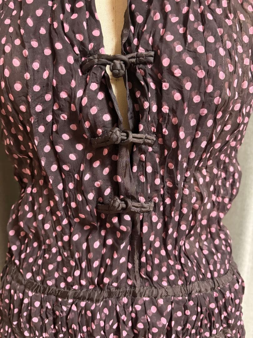 ISSEYMIYAKEブラウンドット柄ワンピース