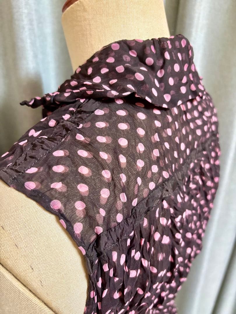 ISSEYMIYAKEブラウンドット柄ワンピース