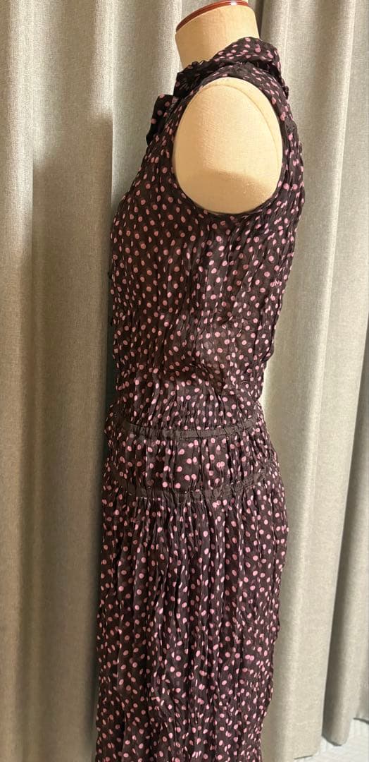 ISSEYMIYAKEブラウンドット柄ワンピース