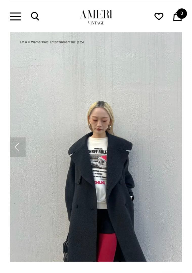 ジャケット・アウター Ameri UNDBIGROUNDCOLLAR WOOL LONGCOAT