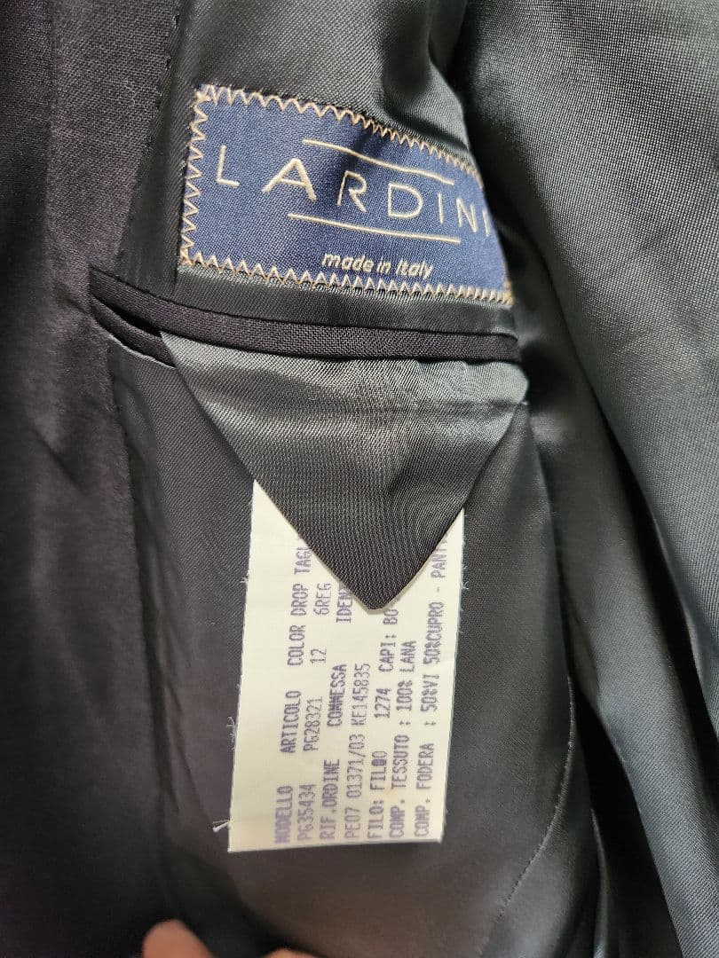 LARDINI ウールスーツ ブラック 46　ロロ・ピアーナ