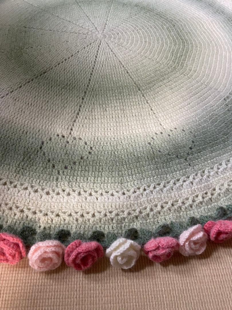 椿の花束ブランケット直径123cm，69本の大きな花ストール