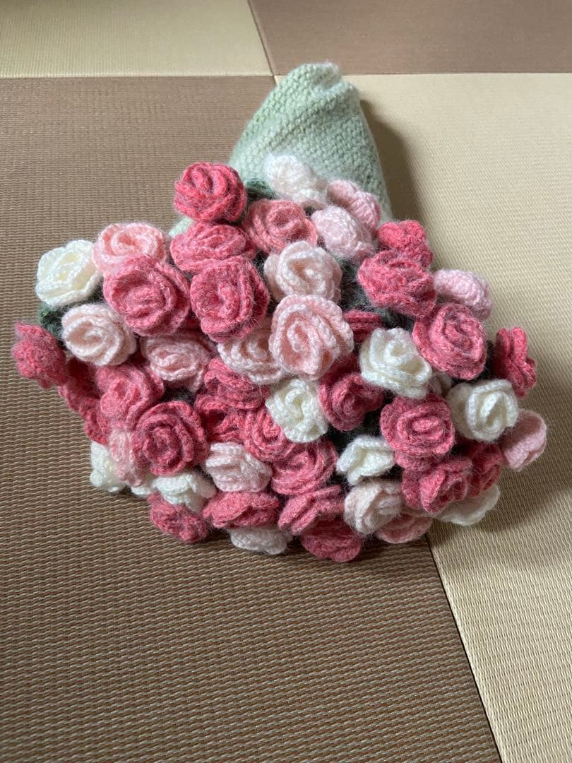 椿の花束ブランケット直径123cm，69本の大きな花ストール