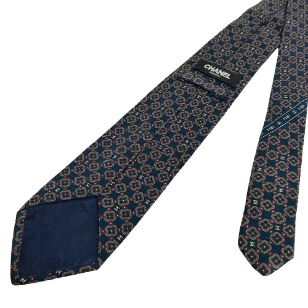 【CHANEL】シャネル ネクタイ ネイビー ドット柄 ロゴ メンズ ブランド