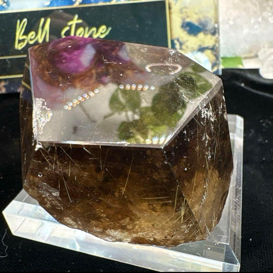 スモーキークォーツ♡ゴールドルチル♡フリーフォームホワイトガーデンNo.2302