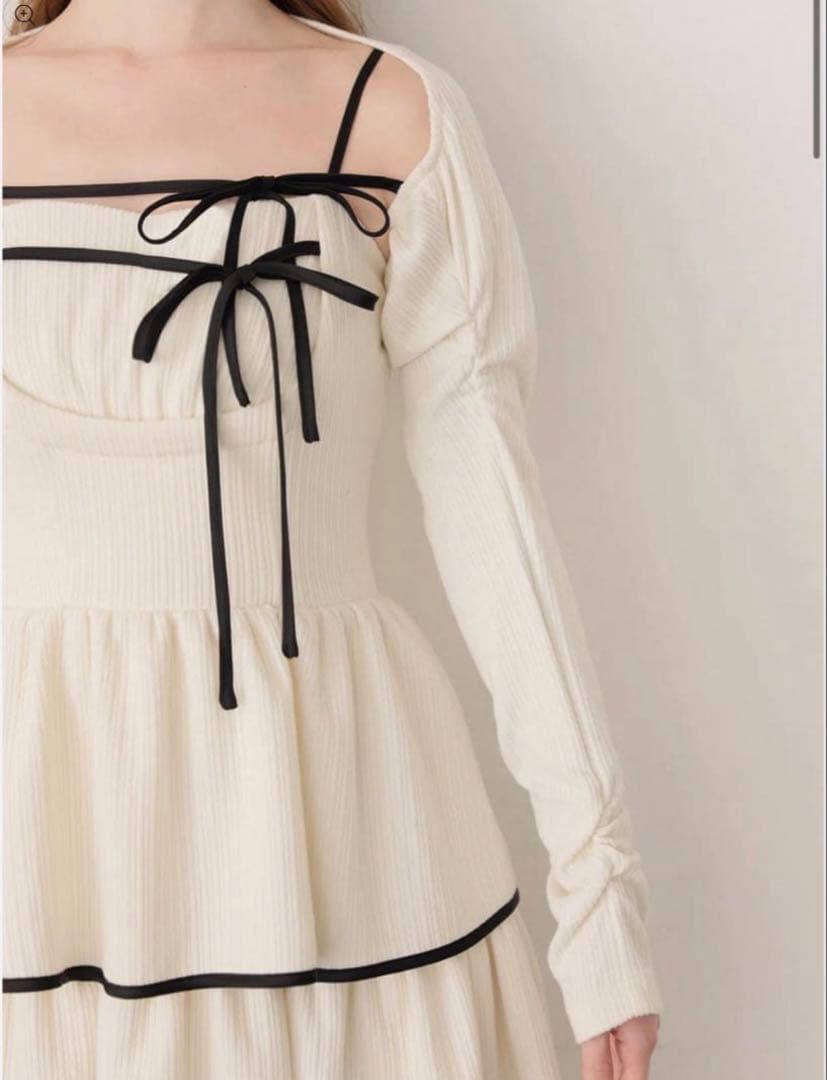 ワンピース M me eme Tiered ribbon ensemble onepiece