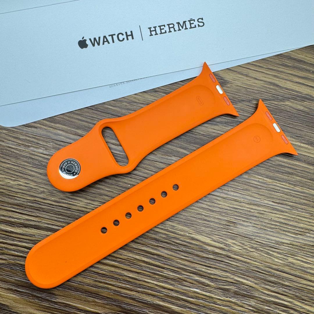 2291 Apple Watch エルメス　オレンジ　ラバー　スポーツバンド