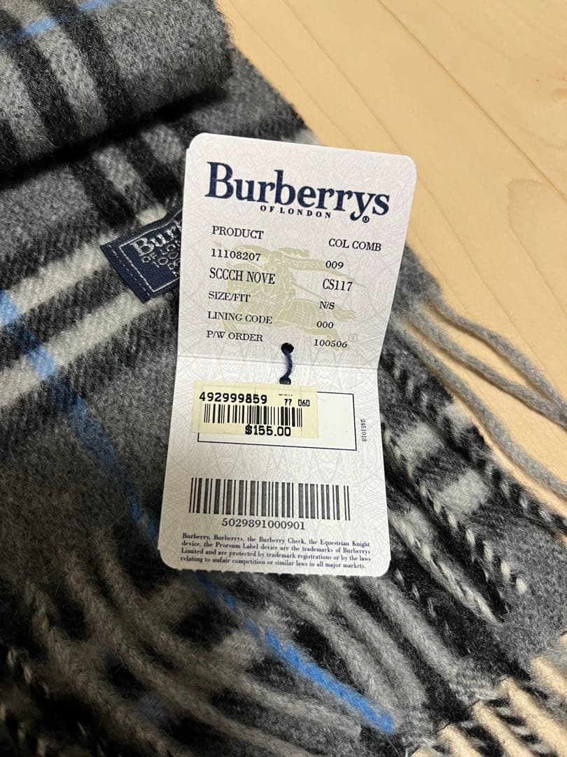 BURBERRY　バーバリー　マフラー　カシミア100％　タグ付き未使用品