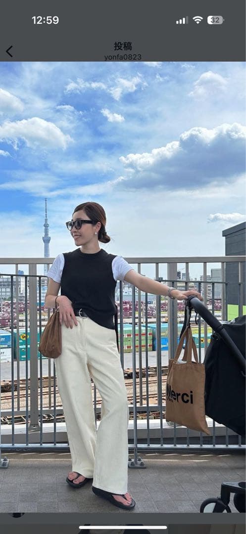 【新品未使用】YONFAコーデュロイパンツ（アイボリー）