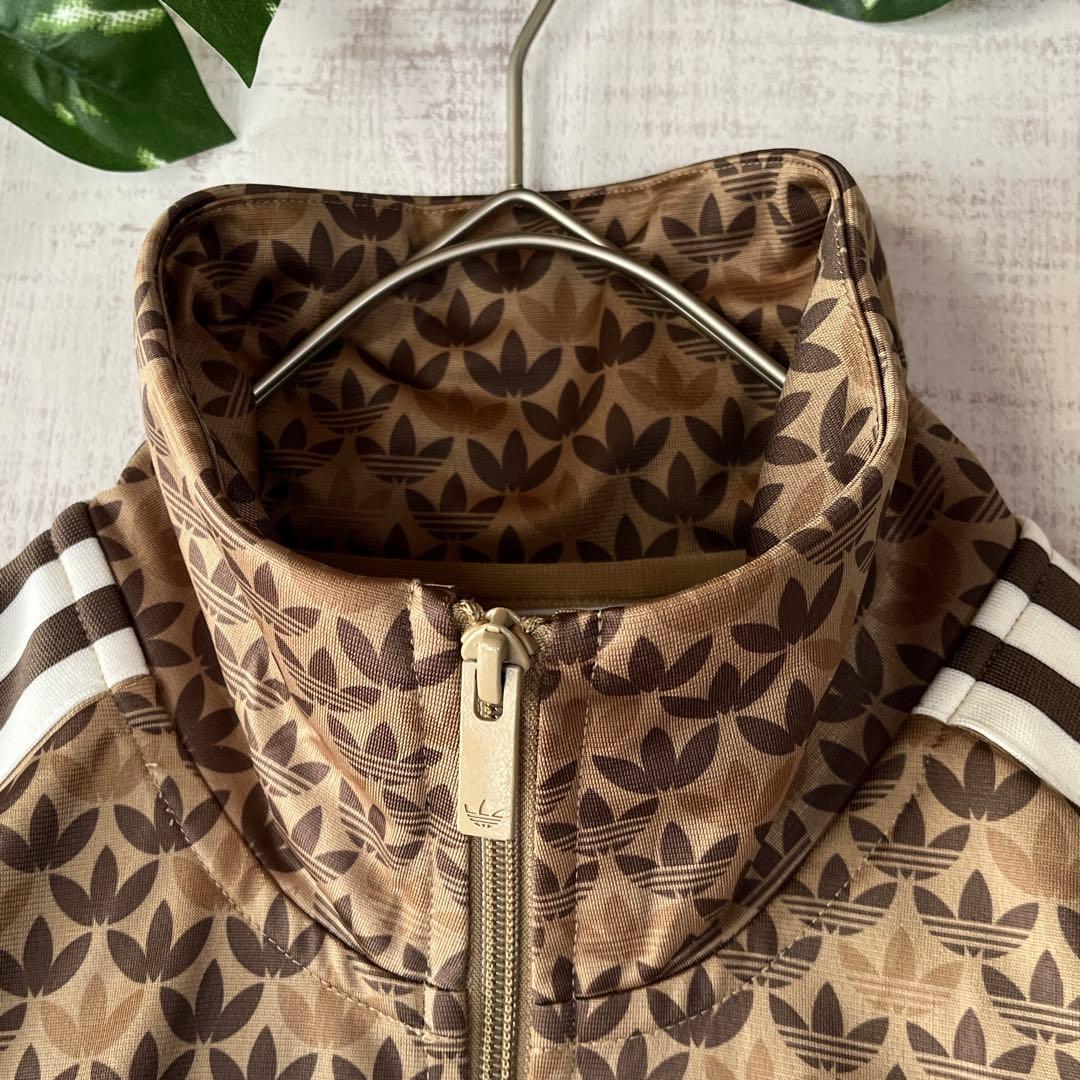 adidas アディダス モノグラム トラックジャケット ジャージ 刺繍 茶 L