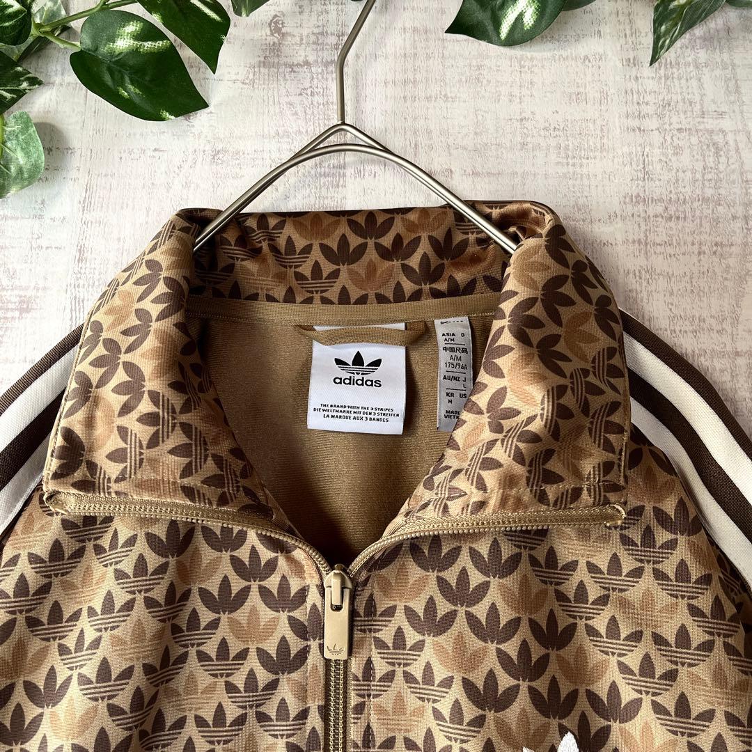 adidas アディダス モノグラム トラックジャケット ジャージ 刺繍 茶 L