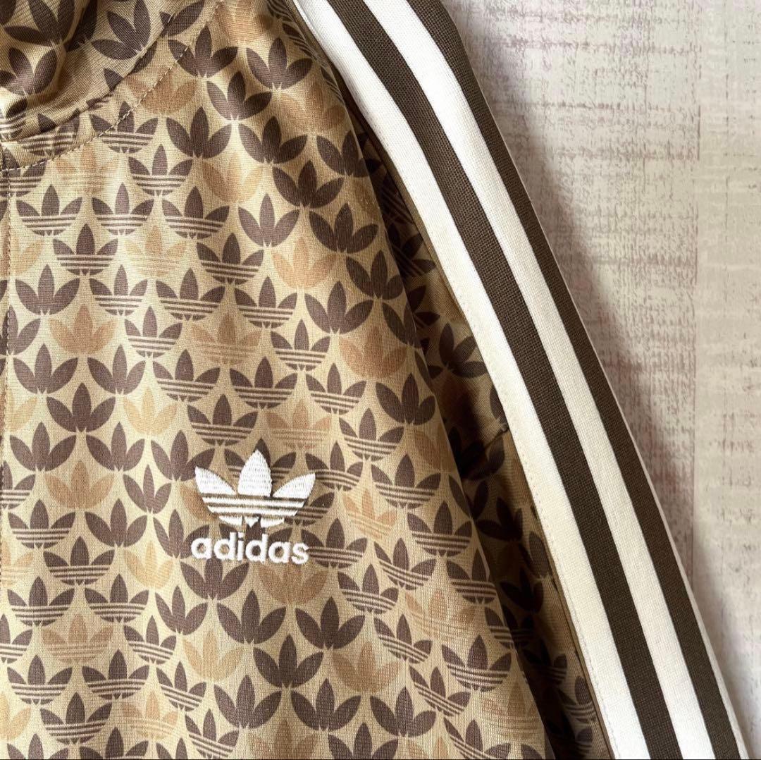 adidas アディダス モノグラム トラックジャケット ジャージ 刺繍 茶 L
