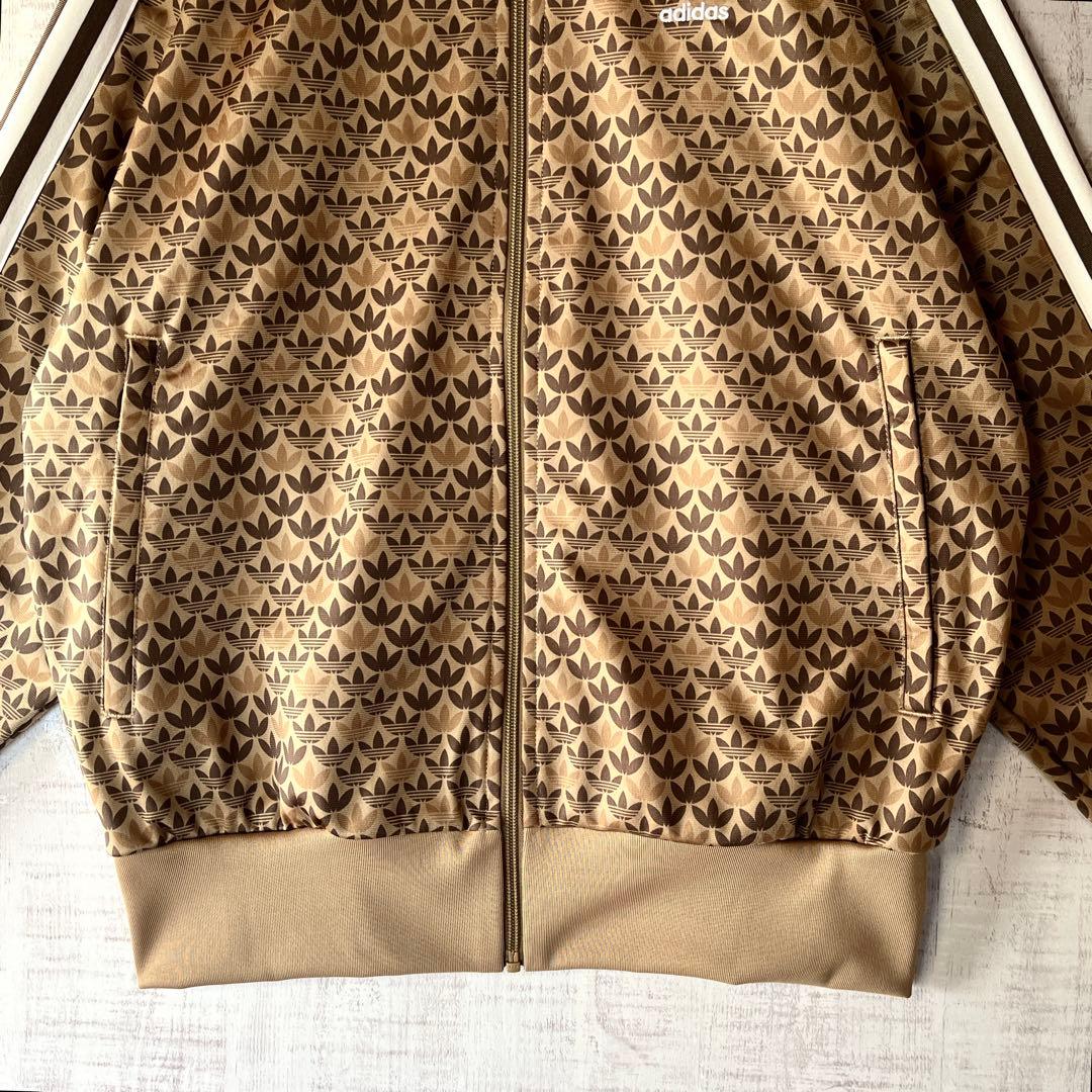 adidas アディダス モノグラム トラックジャケット ジャージ 刺繍 茶 L