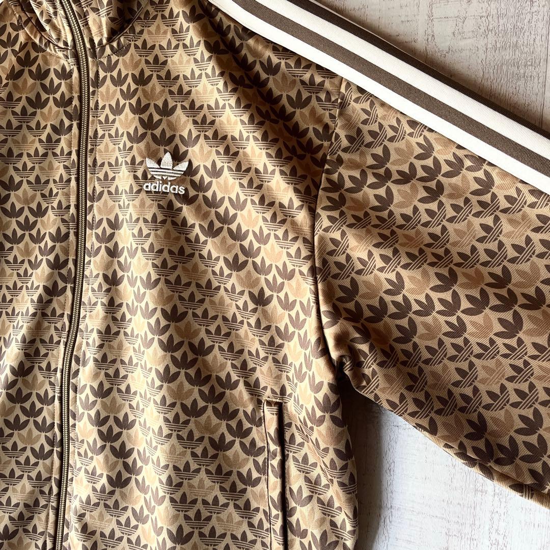 adidas アディダス モノグラム トラックジャケット ジャージ 刺繍 茶 L