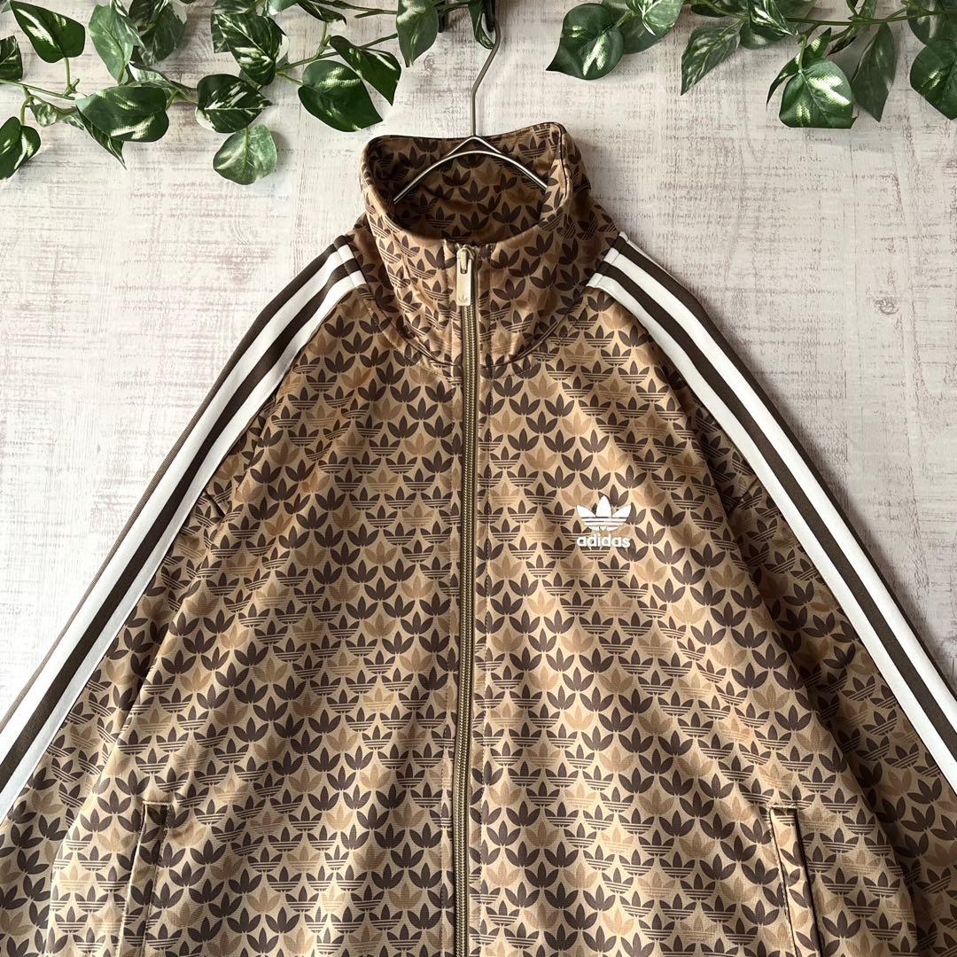 adidas アディダス モノグラム トラックジャケット ジャージ 刺繍 茶 L