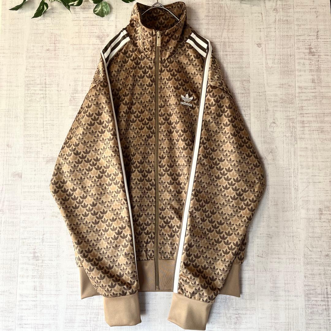 adidas アディダス モノグラム トラックジャケット ジャージ 刺繍 茶 L