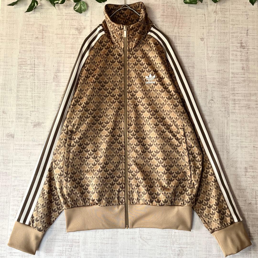 adidas アディダス モノグラム トラックジャケット ジャージ 刺繍 茶 L