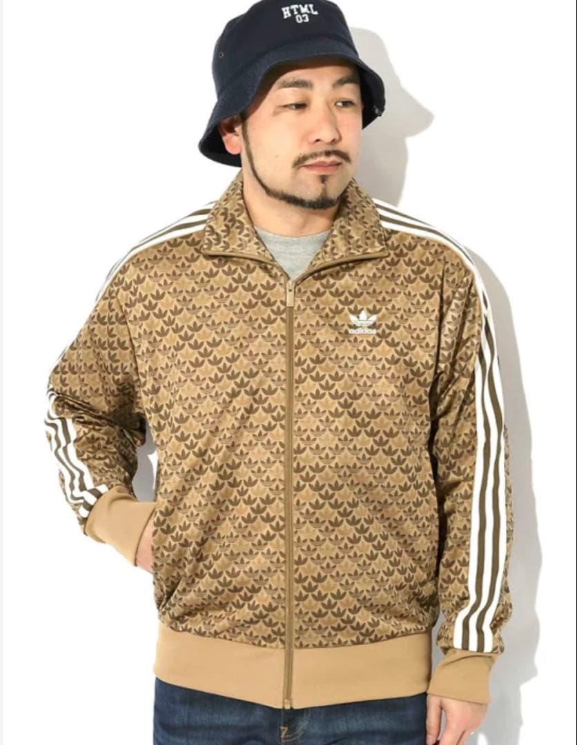 adidas アディダス モノグラム トラックジャケット ジャージ 刺繍 茶 L