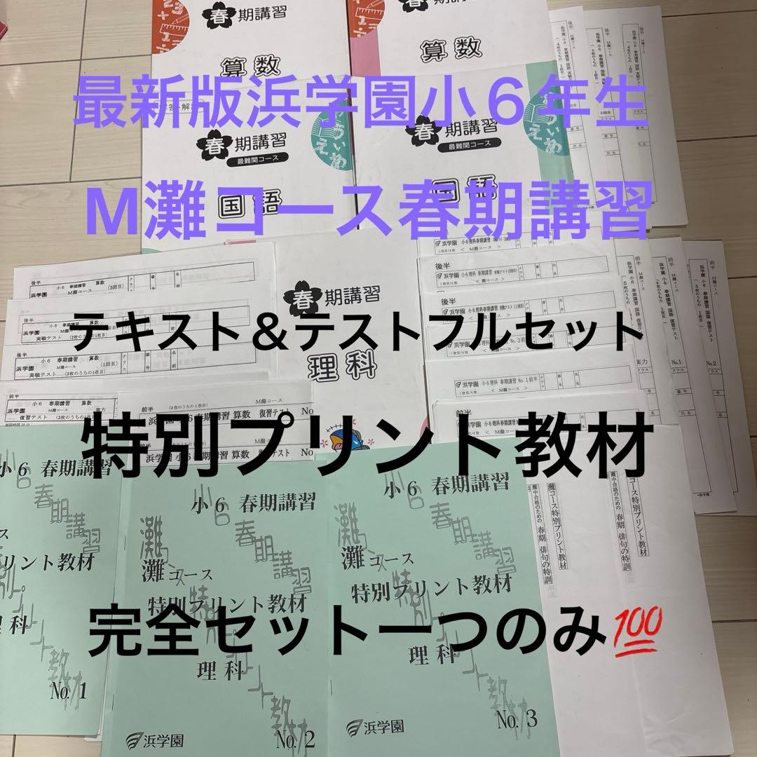 最新版浜学園小６年M灘コース春期講習テキスト&テストフルセット　特別プリント教材