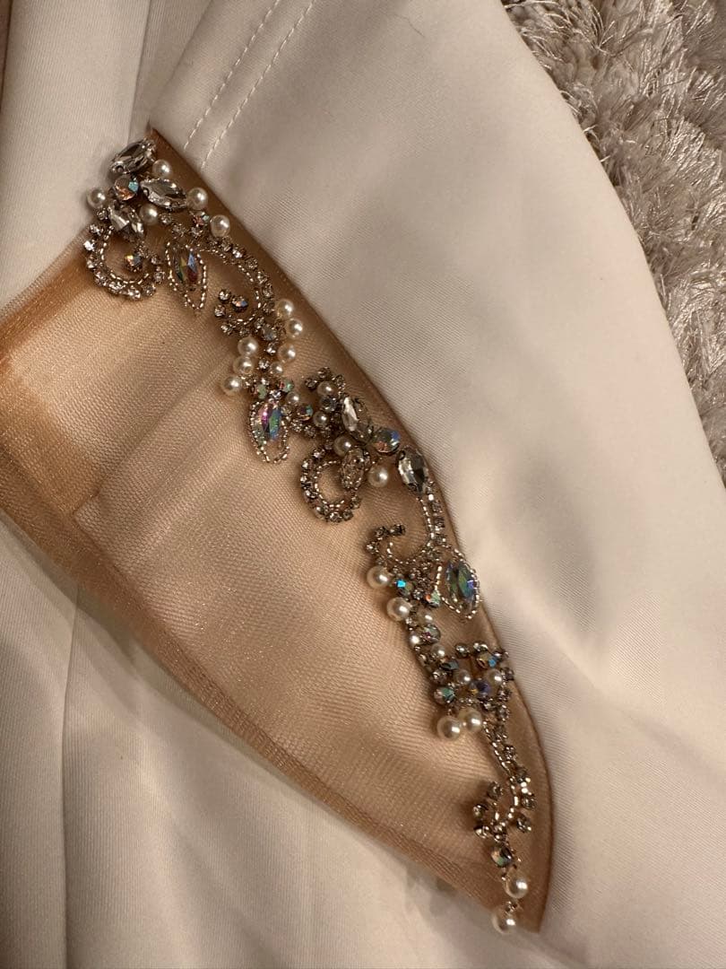 ホワイトビジューネックタイトドレスAngelR