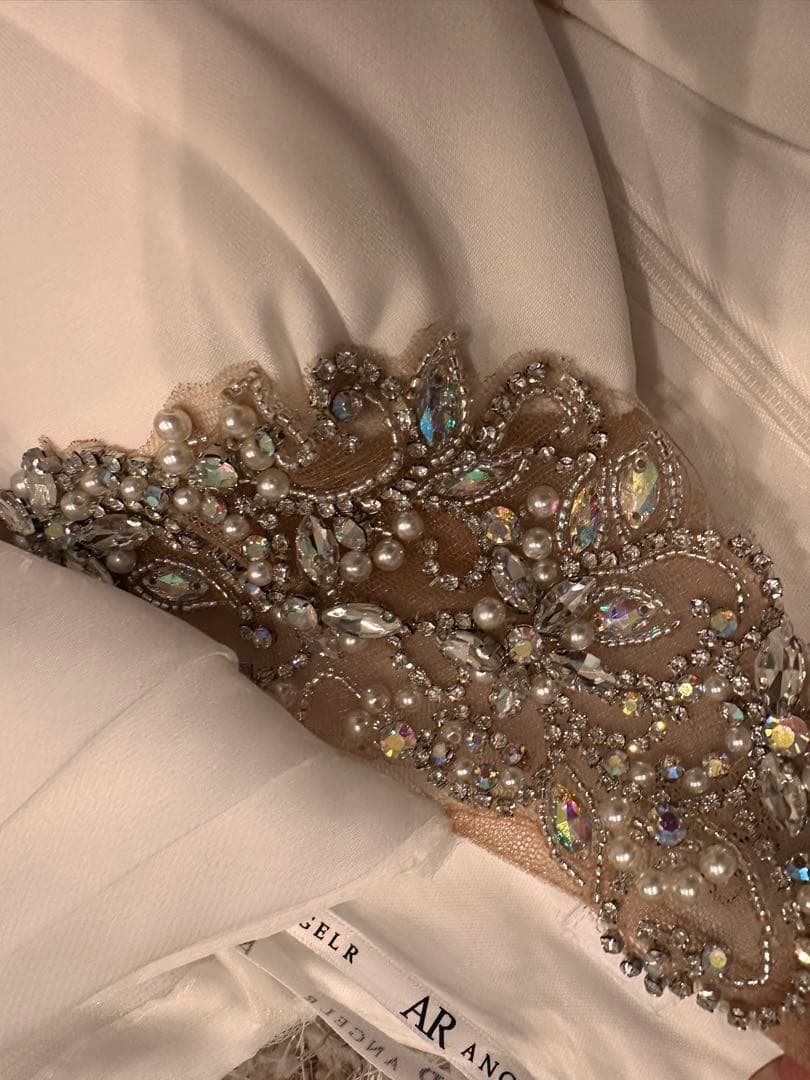 ホワイトビジューネックタイトドレスAngelR