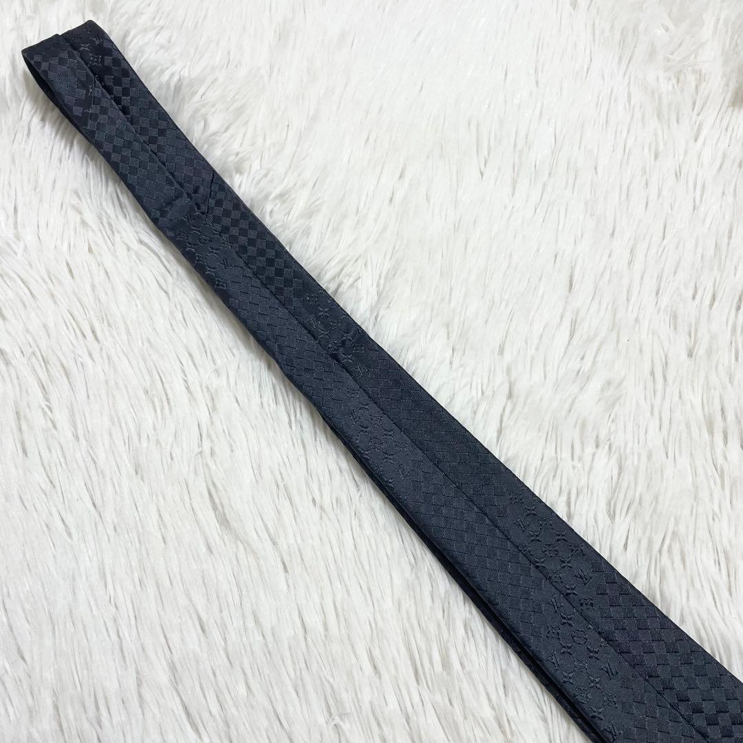 【未使用】ルイヴィトン　ネクタイ　モノグラム　ダミエ　ミックス　グレー　シルク