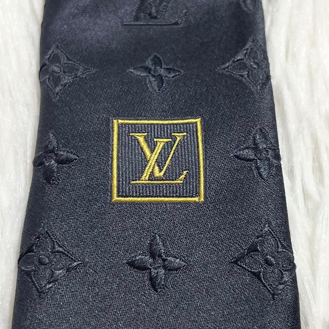 【未使用】ルイヴィトン　ネクタイ　モノグラム　ダミエ　ミックス　グレー　シルク