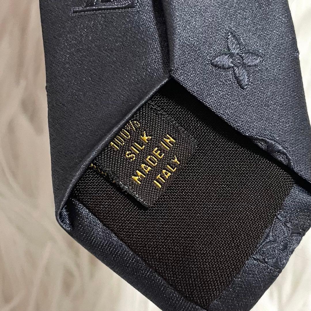 【未使用】ルイヴィトン　ネクタイ　モノグラム　ダミエ　ミックス　グレー　シルク