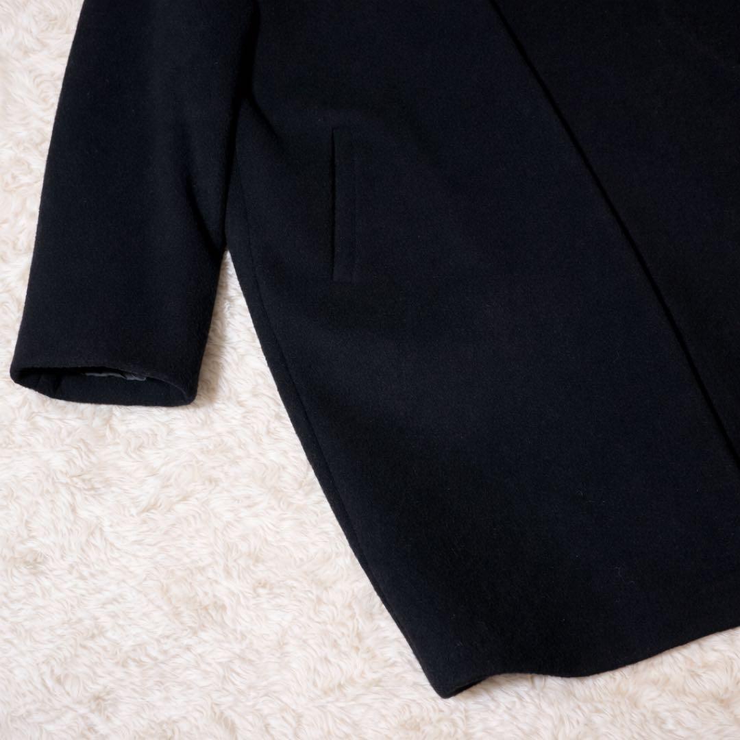 美品✨IENA ラムウール ノーカラーコート ブラック ロング レディース38