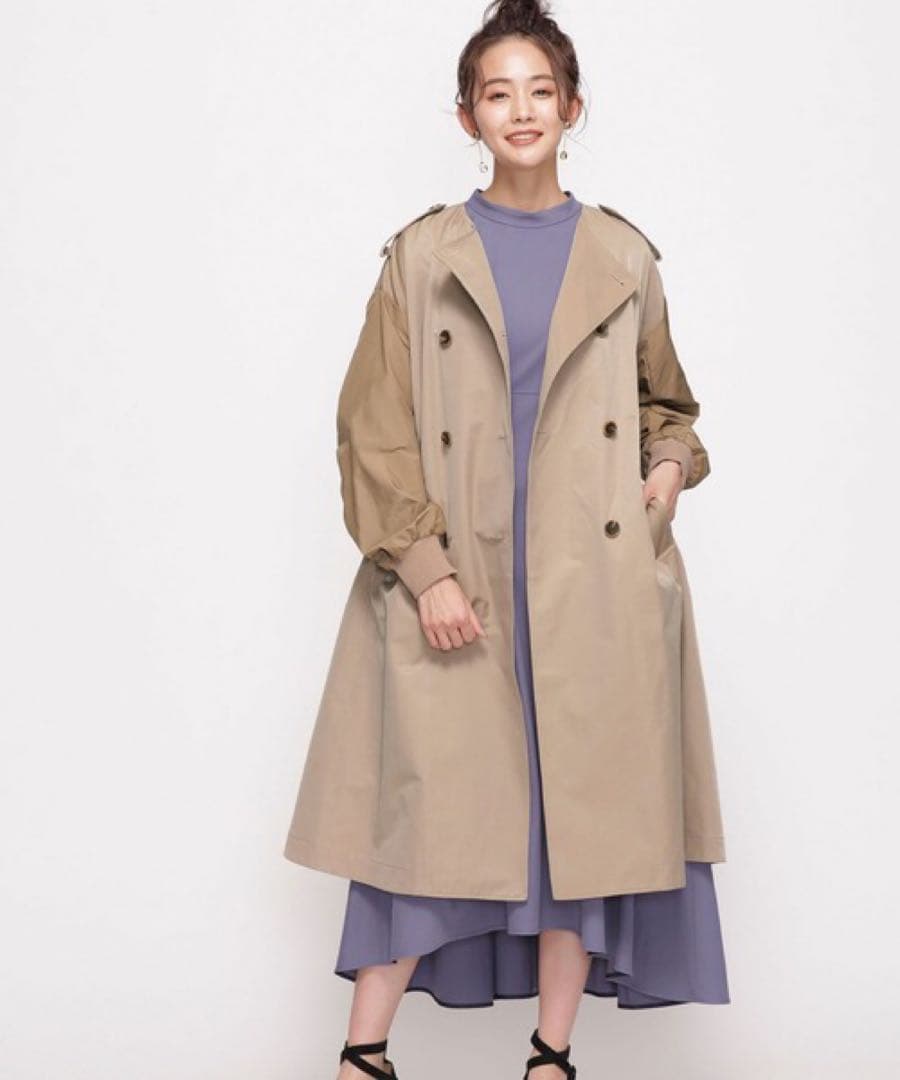 MUVEIL WORK/ナノ・ユニバース別注ノーカラートレンチ