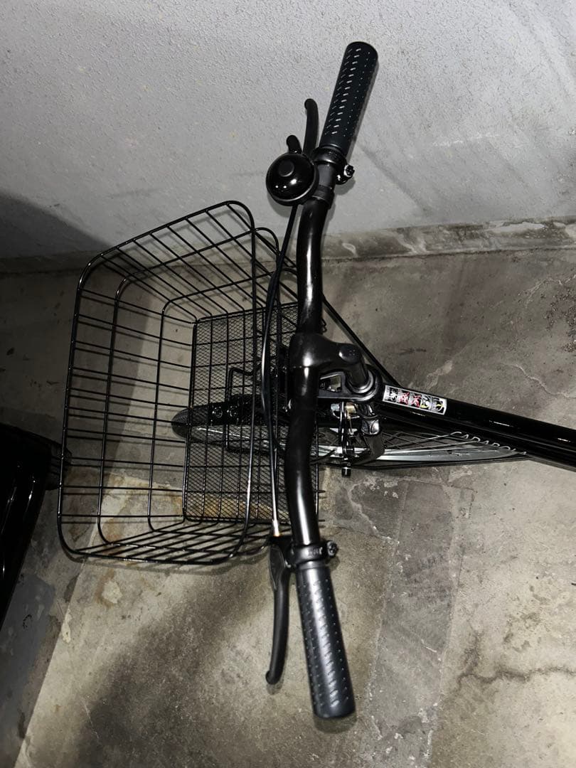 【ダースー】黒いシティサイクル 27インチ 前バスケット付き