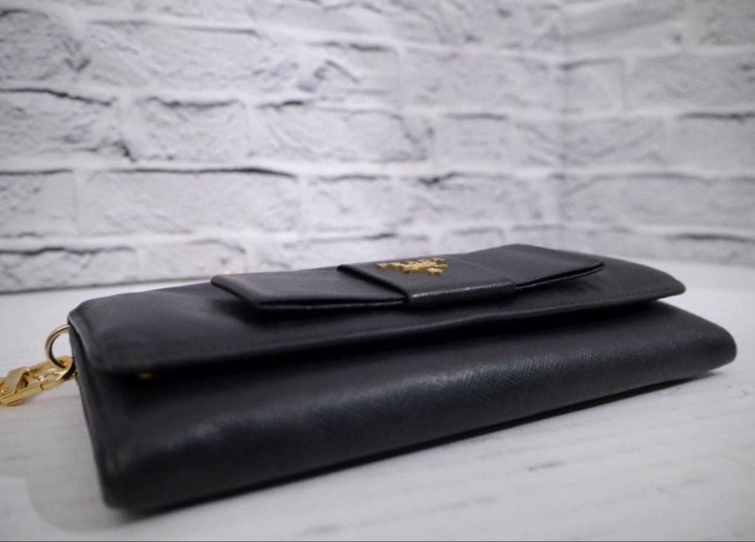 ◆ PRADA プラダ サフィアーノレザー ショルダーウォレット バッグ 長財布