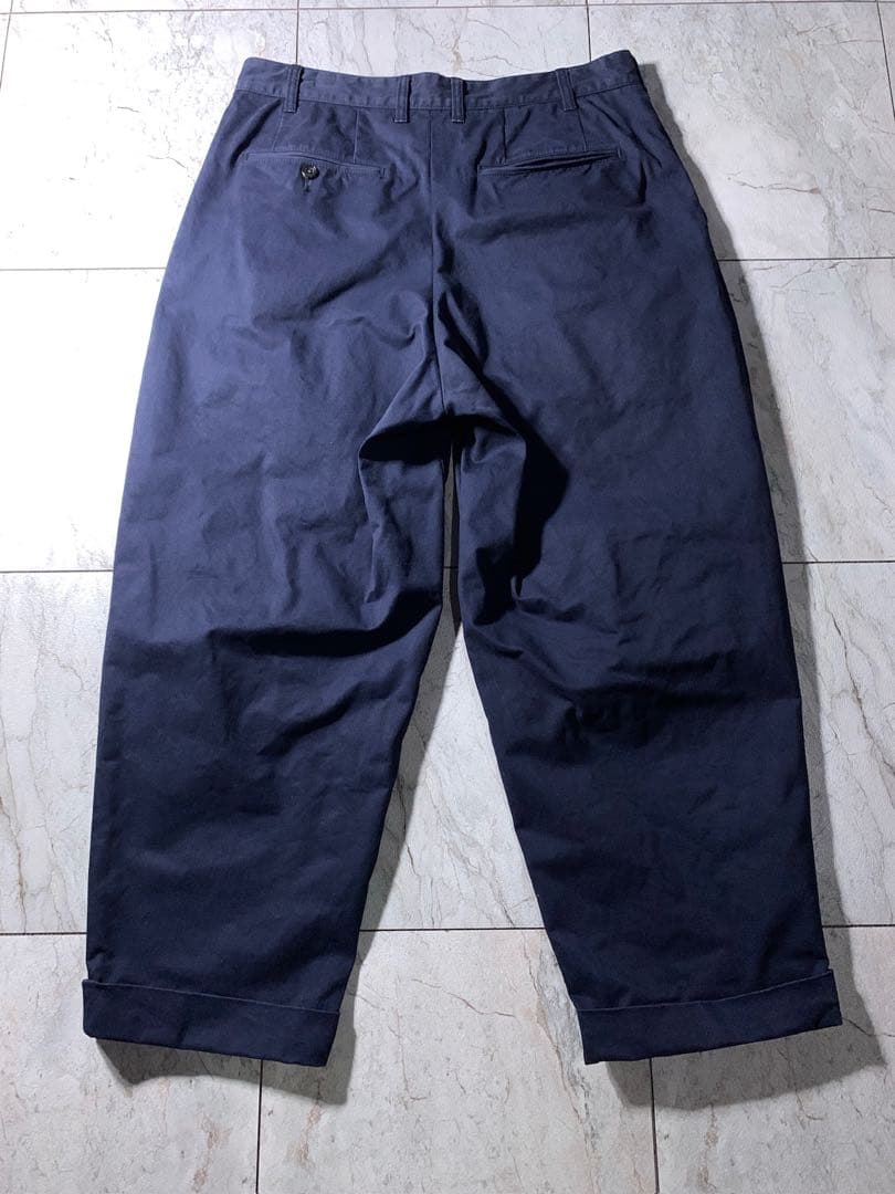 BEAMS+ 百名品 2プリーツ タック チノ トラウザーズ ネイビー M 美品