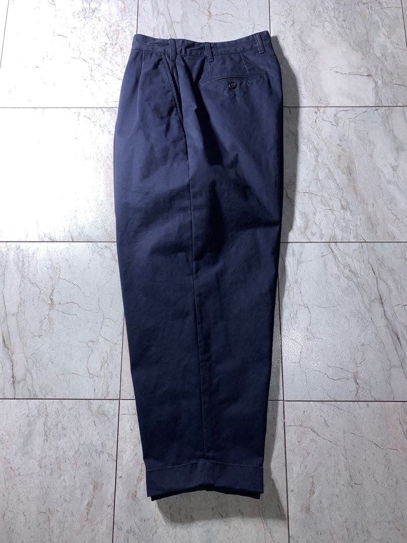 BEAMS+ 百名品 2プリーツ タック チノ トラウザーズ ネイビー M 美品