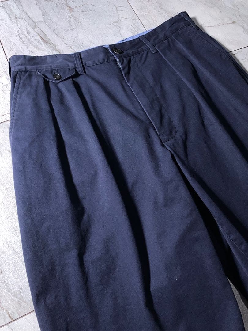 BEAMS+ 百名品 2プリーツ タック チノ トラウザーズ ネイビー M 美品