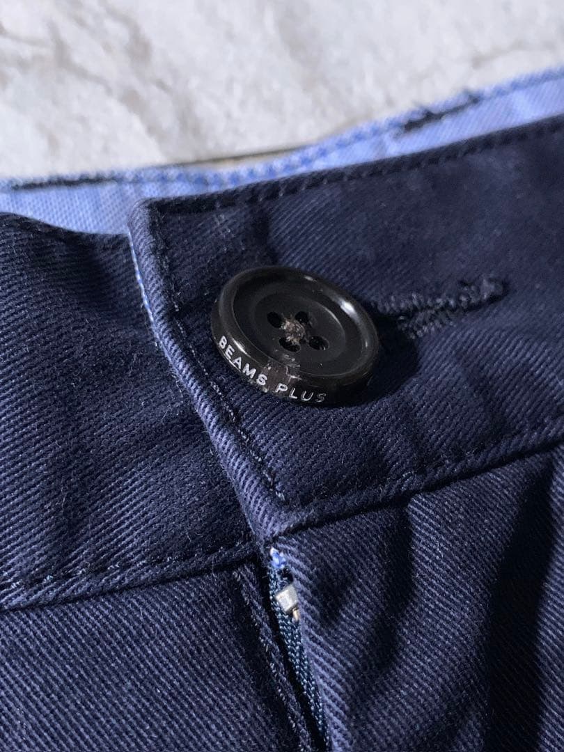 BEAMS+ 百名品 2プリーツ タック チノ トラウザーズ ネイビー M 美品