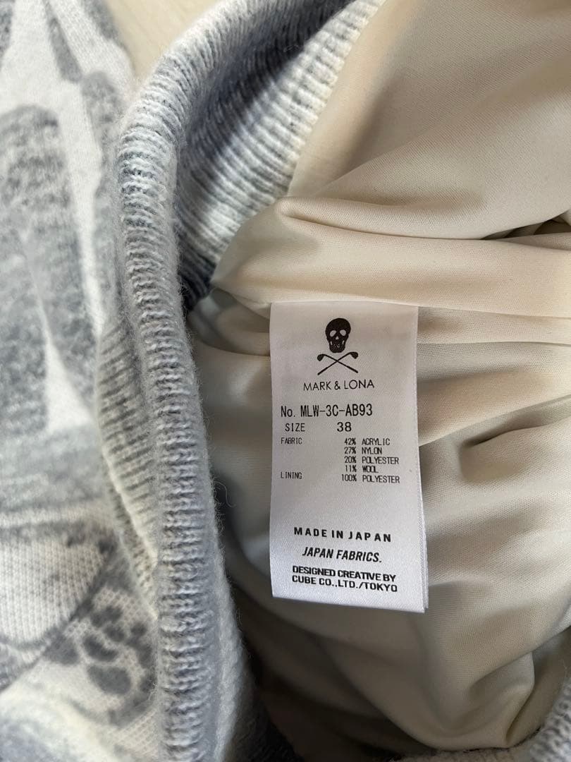 定価5.2万 MARK&LONA 防風 ニットブルゾン 38 スカル 蓄熱