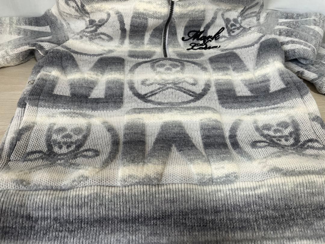 定価5.2万 MARK&LONA 防風 ニットブルゾン 38 スカル 蓄熱