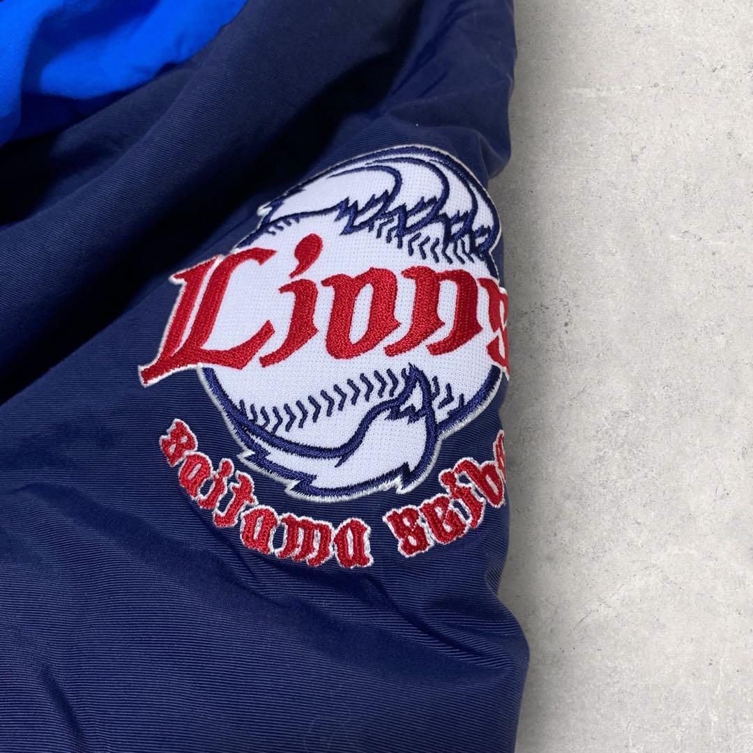 【美品】西武ライオンズ　マジェスティック　中綿ジャンパー　ブルゾン　裏起毛　L