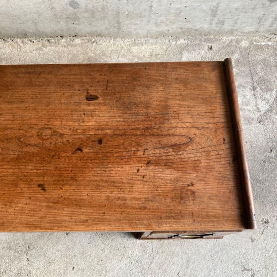 古い文机 座卓 作業机 テーブル 引き出し 木製 家具 シャビー レトロ