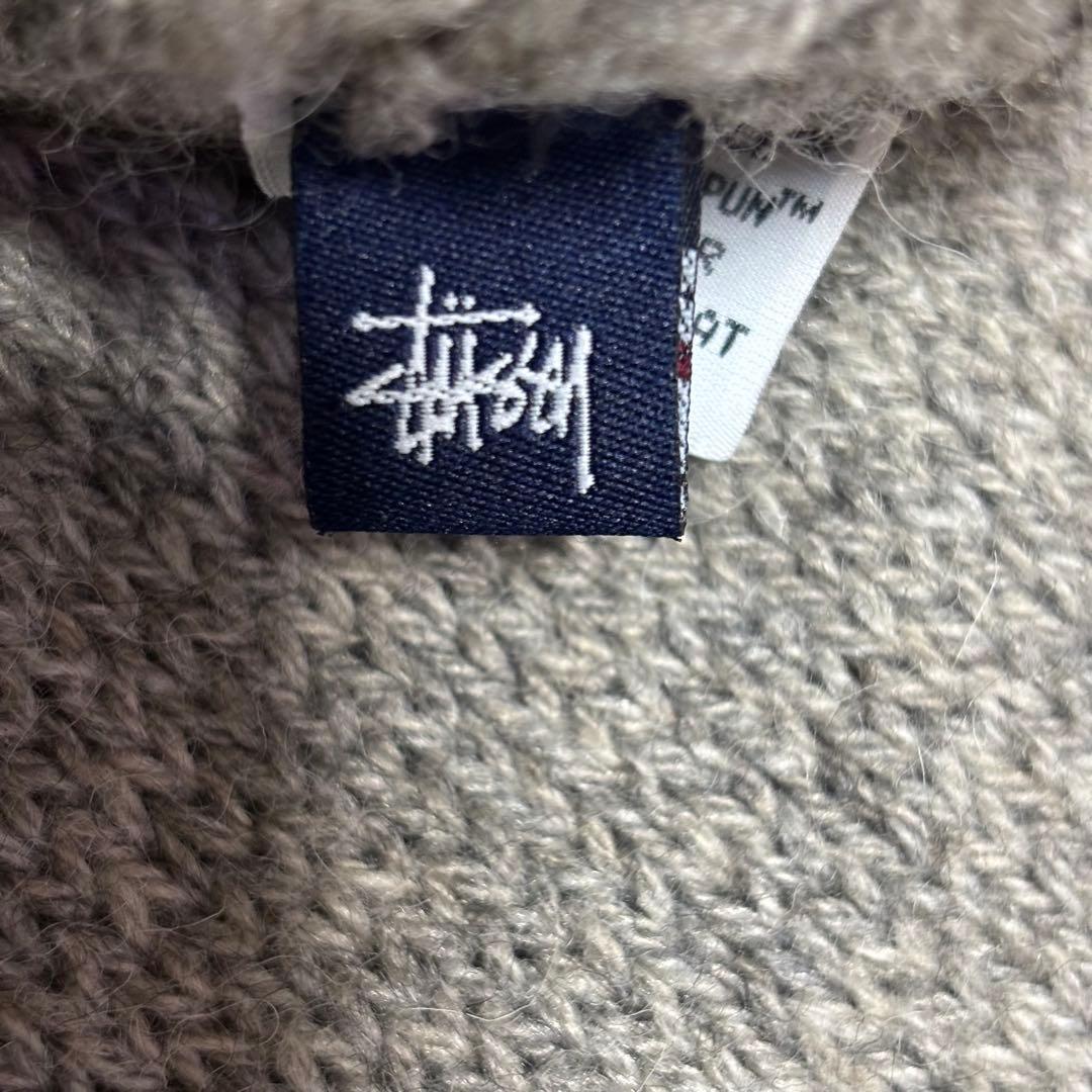 90's OLD STUSSY マフラー グレー 紺タグ ウール USA製