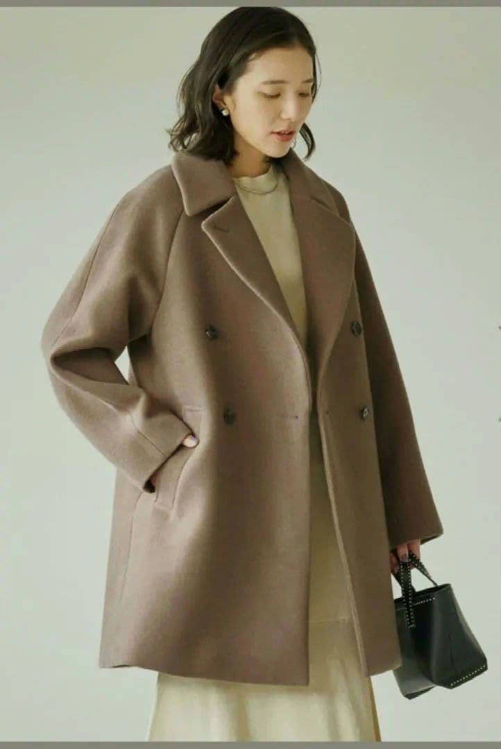 グリーンレーベルリラクシング　SPINTOシリーズ　ダブルテーラードコート　モカ