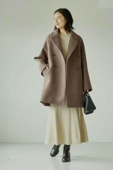 グリーンレーベルリラクシング　SPINTOシリーズ　ダブルテーラードコート　モカ