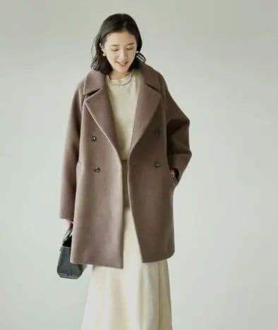 グリーンレーベルリラクシング　SPINTOシリーズ　ダブルテーラードコート　モカ